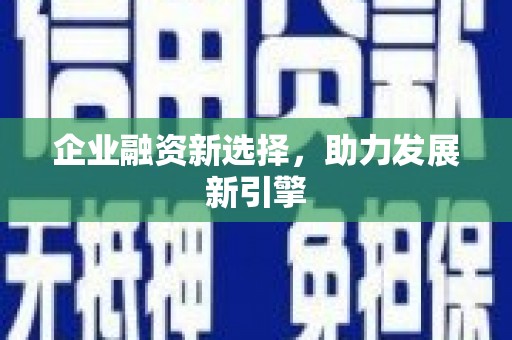 永寿企业融资新选择，助力发展新引擎