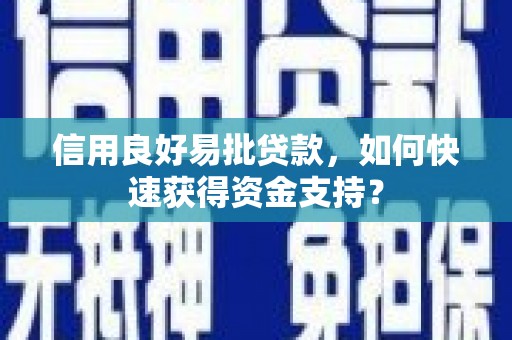 永寿信用良好易批贷款，如何快速获得资金支持？