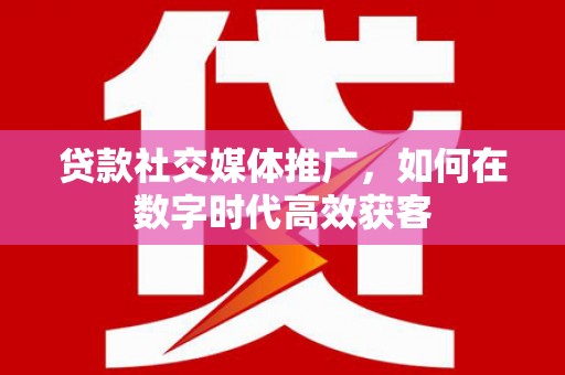 永寿贷款社交媒体推广，如何在数字时代高效获客