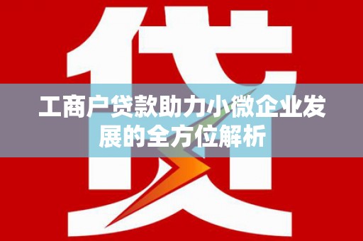 永寿工商户贷款助力小微企业发展的全方位解析