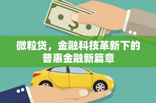 永寿微粒贷，金融科技革新下的普惠金融新篇章